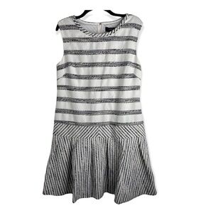 J Crew Tweed Striped Drop Waist Midi Dress
